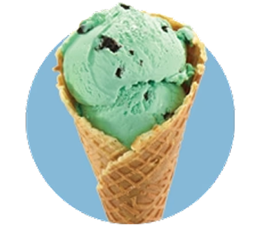 Mint chocolate chip ice cream in waffle cone