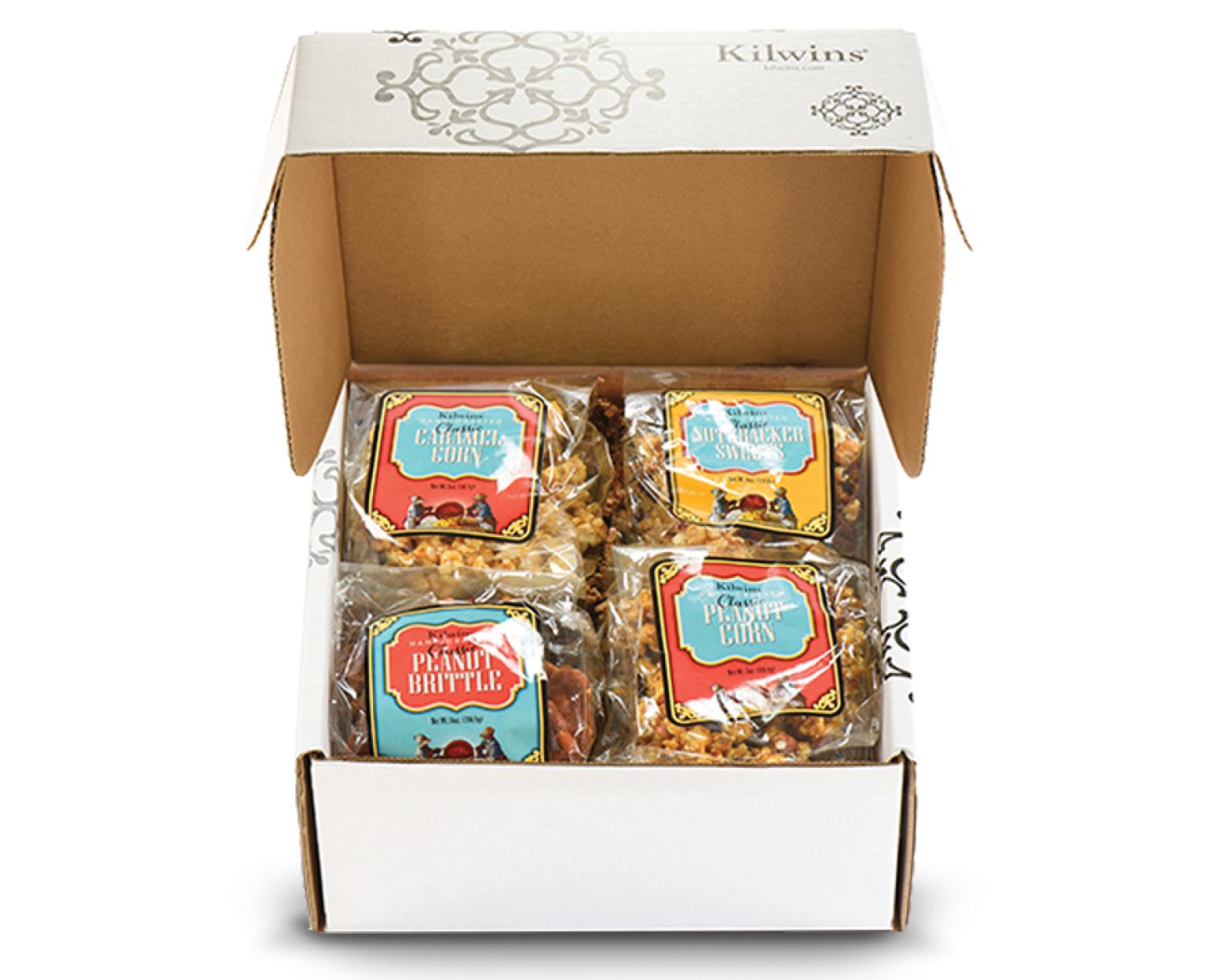 Box of assorted Kilwins caramel snacks