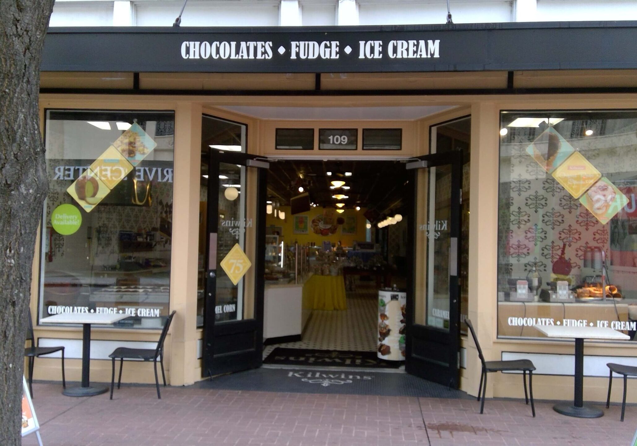 Chocolate, fudge, and ice cream shop entrance
